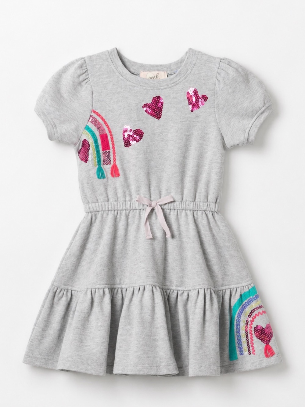 Peek Kids Girls 2T Gray Rainbow Sequin Sweatshirt Dress